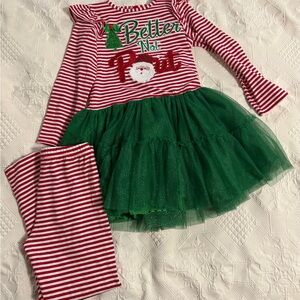Festive Striped Santa Girls Christmas Outfit Size 6